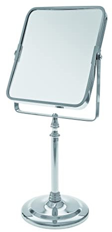 Blue Canyon - Free Standing Square Mirror - Chrome Finish - Rotating - Perfect for Shaving and Applying Makeup - 2x Magnification on One Side - Double Sided Mirror - BA202H