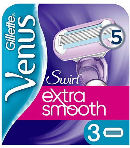 Gillette Venus Deluxe Smooth Swirl Women's Razor Blade Refills, Pack of 3, 5 durable blades to deliver an extra smooth shave that lasts