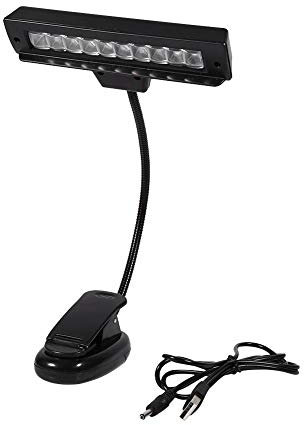 Zerodis Clip auf Buch Licht tragbare 10 LED Clip-On Notenständer Clamp Leselicht USB wiederaufladbare gute Augenschutz Helligkeit für Nacht lesen AC 110V ~ 220V(Typ1)