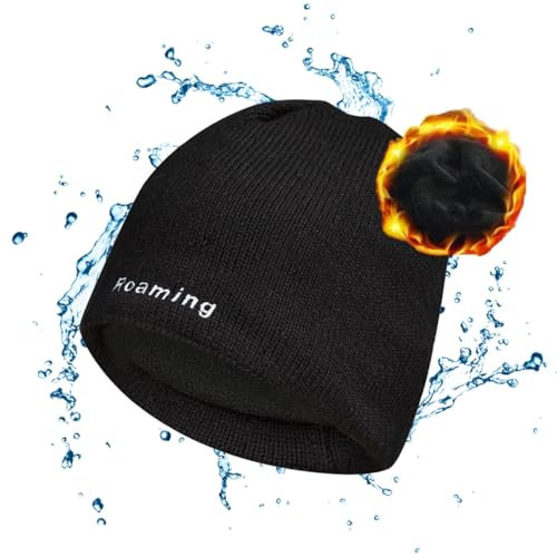 Boyiexin wasserdichte Winddichte Senior Lässige Beanie-Mütze für Angeln Trekking Wandern Laufen Outdoor Aktivitäten Schwarz