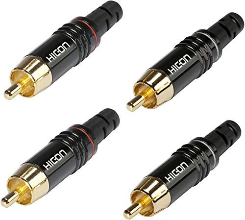 Hicon Cinchstecker 4er Set HI-CM06 2x NTL + 2x RED RCA Phono Rot/Weiß kodiert by SOMMER CABLE - HI-CM06-NTL/RED