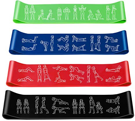 AMONAX Widerstandsbänder [4er Set] Fitnessband Tragebeutel Resistance Bands Gymnastikband aus Naturlatex für Muskelaufbau Pilates Yoga (Grün+Blau+Rot+Schwarz)