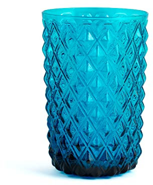 H&H Murano Set 6 Bicchieri, Vetro, Blu, cl46