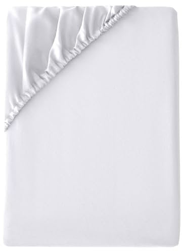 Anti-Allergy Anti-Bacterial Brushed Microfibre Polyester Fitted Bed Sheet - 28cm Depth, Easy Care, Fade Resistant (White, Double)