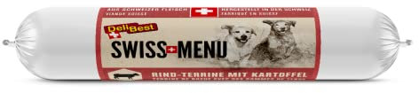 DeliBest Swiss MENU Rind-Terrine mit Kartoffeln I Nassfutter für Hunde aus 100% Schweizer Rindfleisch I getreidefrei & ohne Zusätze I glutenfreies hochwertiges Hundefutter Adult I 200 g Hundewurst