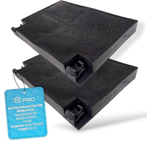 DL-pro 2 x Kohlefilter für Whirlpool 484000008781 481281728947 Typ141 Zanussi 9029793552 Faber EFF70 Aktivkohlefilter Filter für Dunstabzugshaube Abzugshaube Dunstabzug