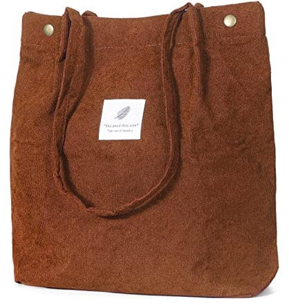 iophi Mode Strandtasche Tote Bag, Leichte Cord Tasche Damen Jutebeutel Umhängetasche Shopper Damen Groß Beutel für Schule, Arbeit, Einkaufen, Reisen und den Täglichen Gebrauch (Braun)