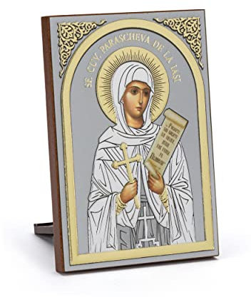 NKlaus Ikone Paraskeva Heilige Märtyrerin Holz 6x8,5cm christlich Kunstdruck mit Goldprägung 11074