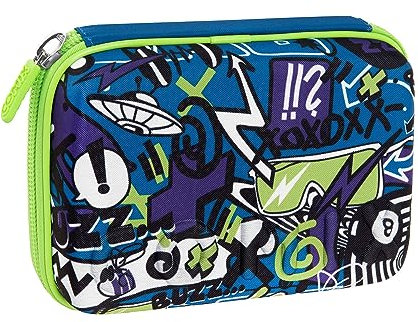 COMIX BRIGHT - Astuccio Scuola, Astuccio Maxi Zip per Bambini e Ragazzi, con Set Cancelleria Incluso, Cover Metal Iridescente, Rigido con Maxi Logo e Tirazip in Metallo, 21 x 14,5H x 6,5 cm