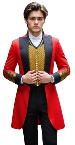 LOKETA Mens Circus Ringmaster Costume Ring Master Showman Barnum Cosplay Tailcoat Halloween Uniform