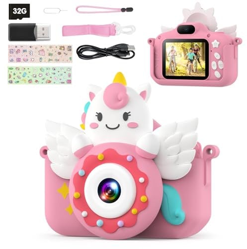 TIATUA Camara Fotos Infantil,1080P HD Selfie Video Cámara de Fotos para Niños,Videocámara Infantil con Pantalla de 2.0 y Tarjeta de 32 GB,Niños y Niñas de Años Regalos de Cumpleaño
