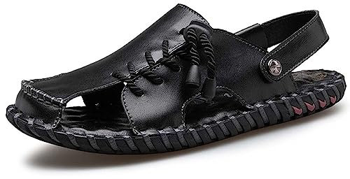 Herren Damen Leichtgewicht Kuhfell Garten Sandalen Strand Pantoffeln Clogs Schuhe Schwarz 42 EU