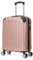 RAYKONG Maleta Cabina ABS 55x40x20cm 44L - Maxima aprovechamiento de Capacidad - 4 Ruedas Giratorias Dobles con 360ª - Candado Incrustado - RosaDorada