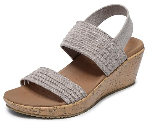 Skechers Beverlee Sheer Luck Heeled Sandals Womens Wedges Taupe 2.5 (35.5)