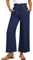 Cindeyar Leinenhose Damen Hosen Sommer Casual Leichte Palazzo Hohe Taille Einfarbig Leinen Freizeithose Sommerhose Mit Taschen und Tunnelzug (Dunkelblau, L)