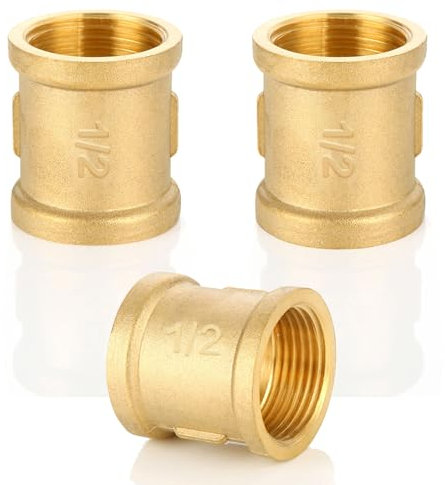 Messing Muffe G1/2 Zoll Ig/Ig, 3 Stück Muffe Messing G1/2 Zoll (Ø19,5mm) 2 x Innengewinde Verbindungsstück, Doppelmuffe G1/2 Messing Ig/Ig, Doppelmuffe Messing Fittings für Rohranschluss