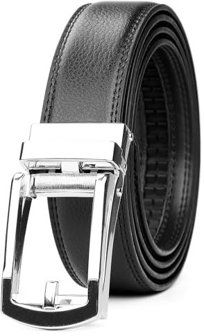 WERFORU Herren Ledergürtel Automatik Gürtel Herren ohne Löcher für Anzug und Freizeit 33mm Breit