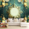 Fototapete Islamische Laterne Vliestapete, 250 x 175 cm Vlies Phototapete Wandverkleidung Wandtapete Motivtapeten Wohnzimmer Schlafzimmer 3d Effekt GrüN Gold Vliestapete