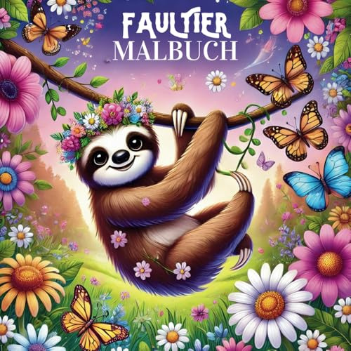 Faultier Geschenk: Faultier Malbuch für Kinder, 50 Lustige Fakten und Niedliche Ausmalbilder, Lernen und Entspannung für Jungen und Mädchen ab 4 Jahren