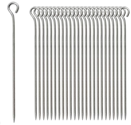 Set mit 25 Spießen aus Stahl, 24,5 cm, langer Grill-Zahnstocher, Edelstahlspieße für Grill, perfekt für Panettone, Lagerfeuer, Grill für Marshmallow, Schokolade, Snacks und Gemüse