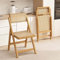 GAOCUNBING Rattan-Klappstuhl, tragbare Esszimmerstühle für den Innenbereich, Mid-Century-Vintage-Holzstuhl mit Rattan-Imitat-Rückenlehne, stapelbarer Zusatzstuhl Wood Color