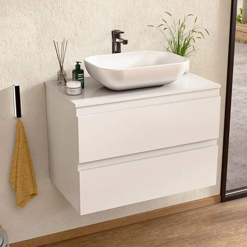 BELLOBATH Mueble Baño Suspendido 80 cm Blanco, Lavabo