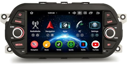 Erisin 8-Kern Android 14 Autoradio Bluetooth GPS Navi für FIAT Tipo Aegea Egea Dodge Neon 7 Zoll IPS Touchscreen Unterstützt Kabelloses CarPlay Android Auto WiFi 4G DAB+ OBD2 Canbus 4GB RAM+64GB ROM