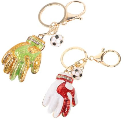 GAROZATION 2stücke Fußballhandschuh Schlüsselanhänger Charms Mit Strasssteine Für Schlüssel Rucksack Tasche Geldbörse Dekoration Geburtstagsgeschenk Sport Belohnung Party Filler