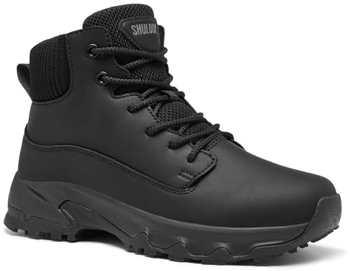 SHULOOK Non Slip Work Boots for Women Slip-Resistant Shoes Waterproof Food Service Chef Kitchen Restaurant Working Casual Comfortable Ankle Boot Outdoor Walking Booties Sneakers Black Size 10
