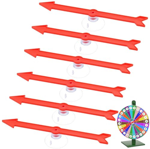 BENECREAT 6 Stück Rote Pfeil Spinner 146x18x8.5mm Plastik Großer Pfeil mit Saugnapf Spinner Zeiger für Aktivitäten Party Tafel Hochzeit Parkplatz Schild