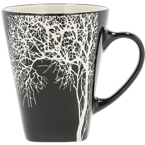 Villa Collection - Hela Mug Dia 35 cl - Café & Thés - Resistant & Design - Tasse en Grès 9 x 11 cm - Motif Bois - anniversaire, fête des mères, fête des pères, noel - Noir