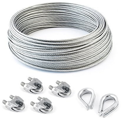5m DRAHTSEIL SET 5mm 6x7+FC + 4x SEILKLEMMEN + 2x KAUSCHE verzinkt Stahlseil Forstseil Windenseil Stahl Seilöse Seil mit Öse Drahtseilklemme Klemme Anschlagseil
