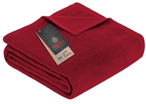 Ibena Porto Kinderdecke 100x150 cm - weich, warm & waschbar, kleine Kuscheldecke für Kinder rot