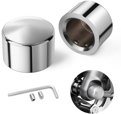 Amazicha Capuchons chromés pour écrous d'essieu avant compatibles avec Harley Touring Softail Electra Road Glide Sportster modèles à partir de 2008