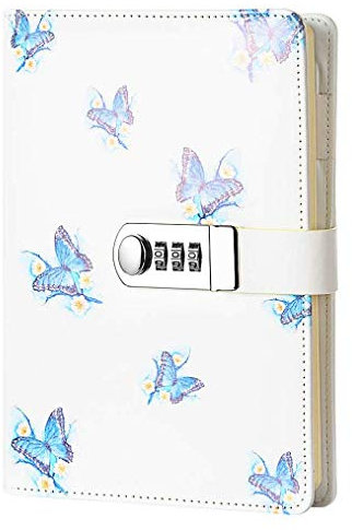 Creative PU Leather Password Notebook, A5 Wire Binding Fashion Daily Notebook, Secret Lined Sketchbook Organizer with Combination Lock Pen Holder and Card Slots, 150x215mm