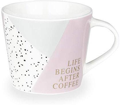 Grafik-Werkstatt Werkstatt Kaffeetasse mit 100% Echtgold | Porzellan Tasse | 420 ml | Life begins after Coffee, 60884, Weiß