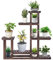 COSTWAY Porta Piante da Interno ed Esterno a 6 Ripiani, Scaffale per Piante a Scala in Legno, Porta Vasi e Fiori da Balcone, Giardino e Salotto, 101,6 x 25,4 x 96,5 cm