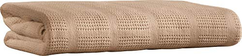 Erwin Müller Sommerdecke, leichte Baumwolldecke, Häkeldecke Trient beige Größe 220x240 cm - luftig leicht, weiche Qualität, pflegeleicht