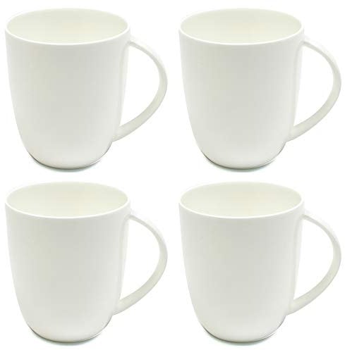 Maxwell & Williams Cashmere Coffee Mug Set, Large Coupe Style Designer Bone China Mugs, White, 420 ml, 4 Pieces