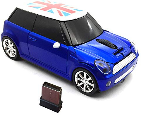 Kamouse kabellose Maus in Sportwagen-Form, 3 Tasten, optische Maus, ergonomische Gaming-Maus mit USB-Empfänger, für PC, Computer, Laptop, Geschenk