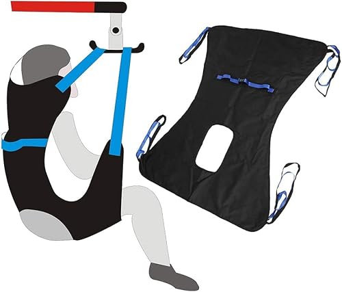 NEPPT Imbracatura toilette Attrezzatura medica dell'elevatore paziente sollevatore Bariatric Cinghia trasferimento chirurgico cinghia sollevamento per handicap con supporto a quattro punti (nero)