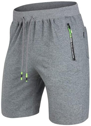 Tansozer Mens Gym Shorts Summer Casual Sports Workout Short Pants with Zip Pockets Grey XL
