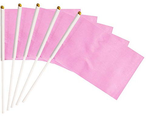 BCLin Rote Stick-Flaggen, 50 Stück, handgehaltene, kleine Mini-Flaggen auf Stab, 12,7 x 20,3 cm, Outdoor-Dekoration, Party-Dekorationen, Zubehör für Paraden, Festivals, Feiern Rose