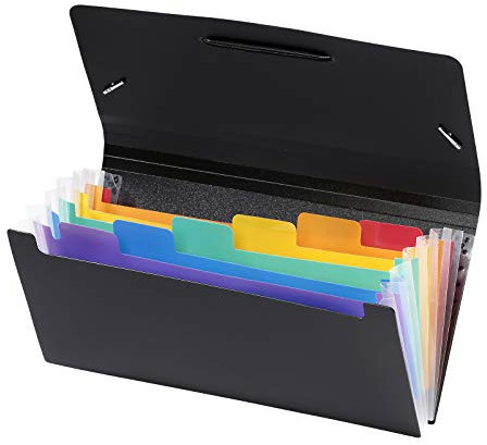 Viquel Rainbow Class - Trieur Accordéon de Bureau - Porte document 6 Positions - Organisateur de Bureau extensible - Trieur format Chèque en Plastique Noir