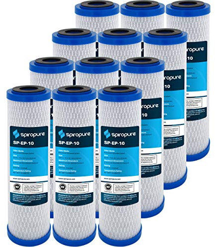 SpiroPure SP-EP-10 155531-43 CB-25-1005 - Cartuccia filtro dell'acqua in fibra di cocco certificata NSF, 10 x 2,5, 5 micron, CB-25-1005