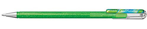 Pentel K110-DMKX Hybrid Dual Metallic Gelroller - Glitzer Gel - Schreibfarbe hellgrün/metallic blau & rot, Strichstärke 0,5mm, 1 Stück