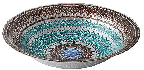 Anton Studio Designs - India Glass Bowl - Diameter 32 cm - Multi Coloured Decorative Bowl for Home and Holiday Decoration