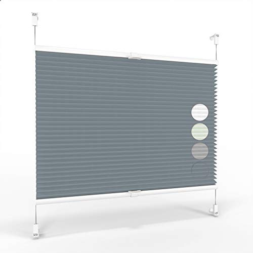 ALOHA Plissee ohne Bohren Klemmfix Graphit / 75x130cm / Breite x Höhe | Faltrollo Plisseerollo Blickdicht Sonnenschutz Jalousie für Fenster & Tür