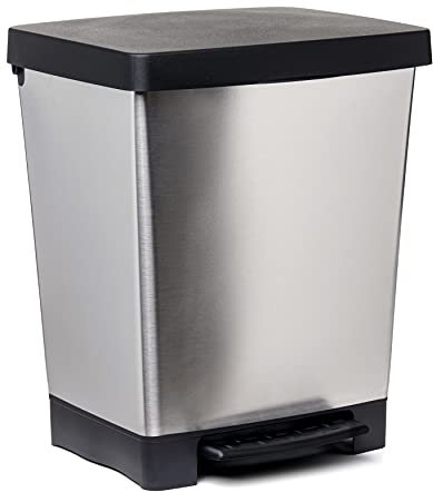 Tatay Cubo de Pedal Cubik, 23L de Capacidad, Pedal Retráctil, de Polipropileno, Libre de BPA, Bolsa Basura 30L. Color Gris Acero. Medidas 33.5 x 30 x 39cm