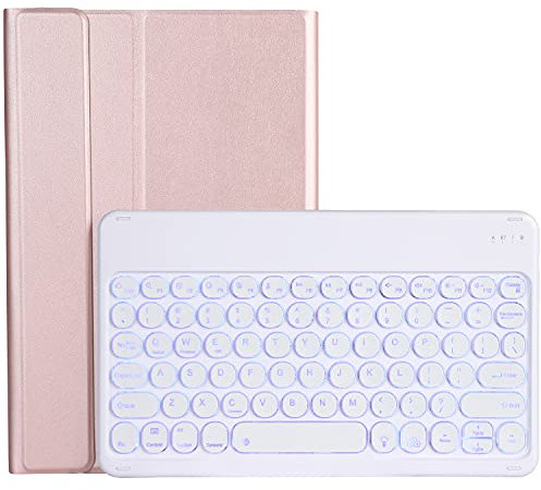 Funda con Teclado ZOMUN para Samsung Galaxy Tab A 10.1 2016 [Sin S-Pen, SM-T580 / SM-T585], [retroiluminación de 7 Colores] Teclado inalámbrico Bluetooth, Teclas Redondas